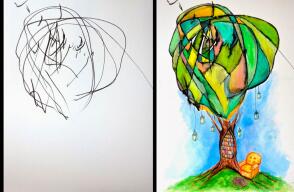 Cuando la artista vio a su hija dormir se sintió en uno de esos momentos de tranquilidad, en los que le gusta imaginar que cada árbol es un librero y debajo de ellos hay la silla más confortable del mundo.
