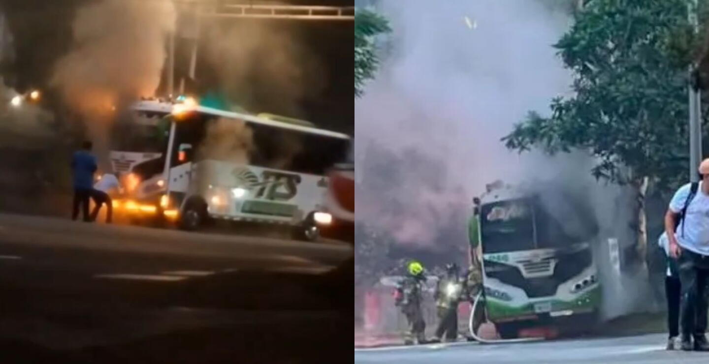Se incendió un bus en plena vía de El Poblado, en Medellín