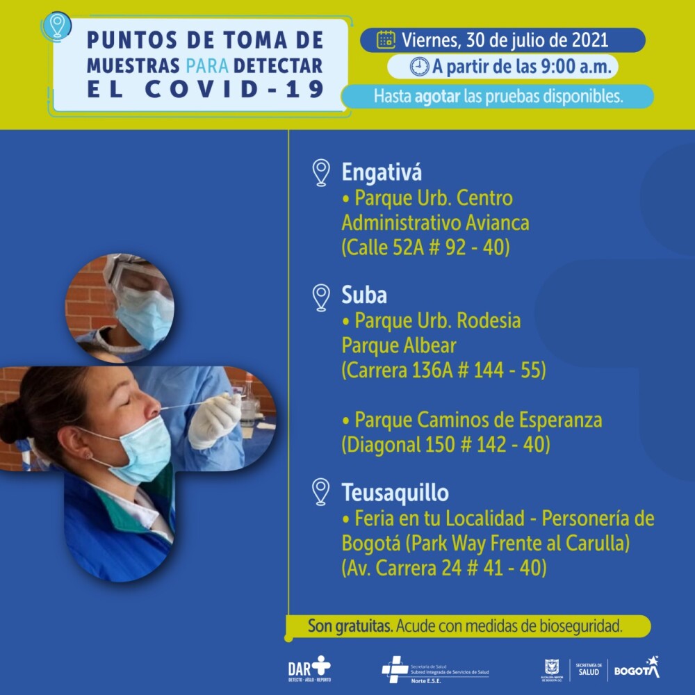 Dónde hay pruebas gratis de COVID 30072021