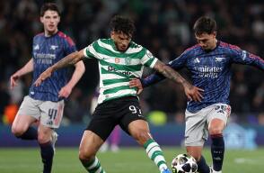 Luis Javier Suárez en Sporting Lisboa vs. Arsenal por la Champions League.