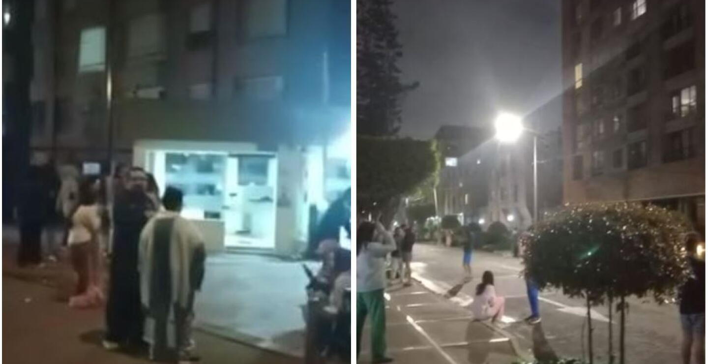 Por temblor en Bogotá esta madrugada, muchos salieron a la calle en pijama
