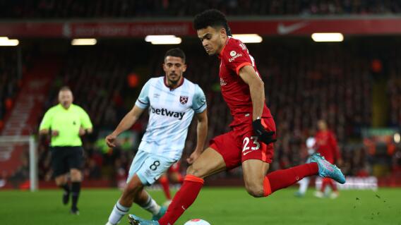 Luis Díaz, jugador del Liverpool, contra West Ham Luis Díaz, jugador del Liverpool, contra West Ham