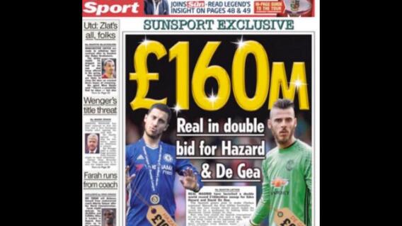 263049_Real Madrid daría 160 millones de libras esterlinas por Hazard y De Gea