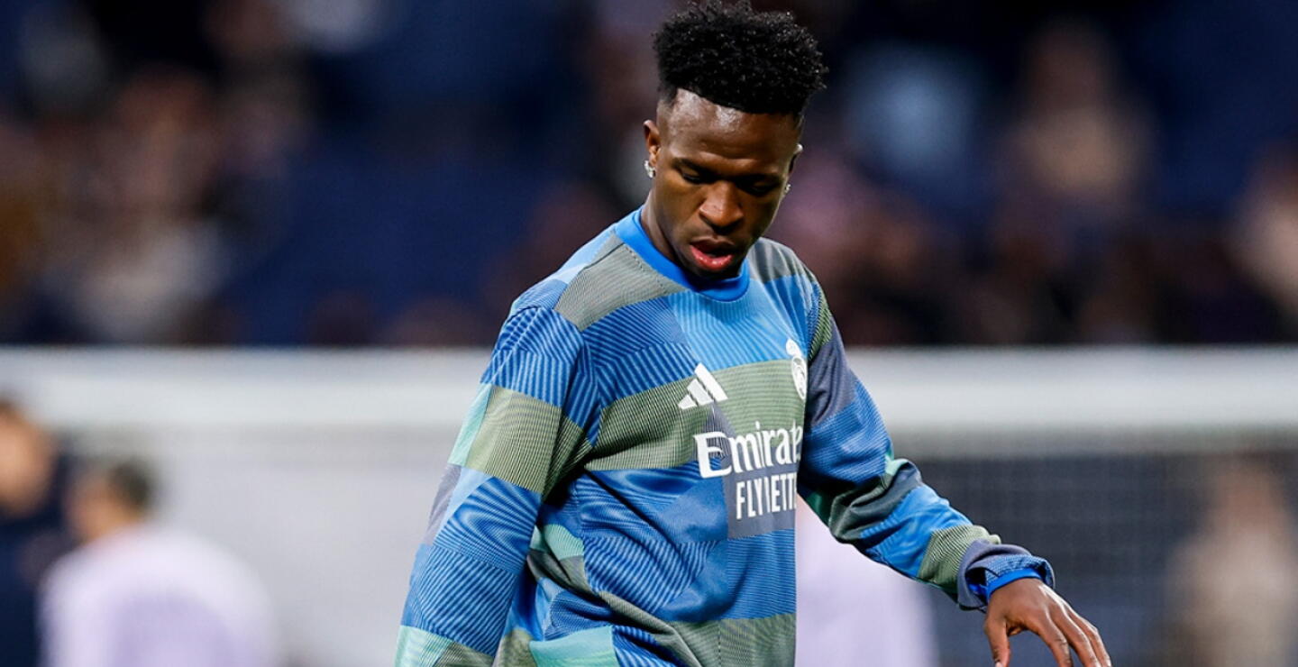 Vinícius Júnior en la previa de Real Madrid contra Levante por la Liga de España.