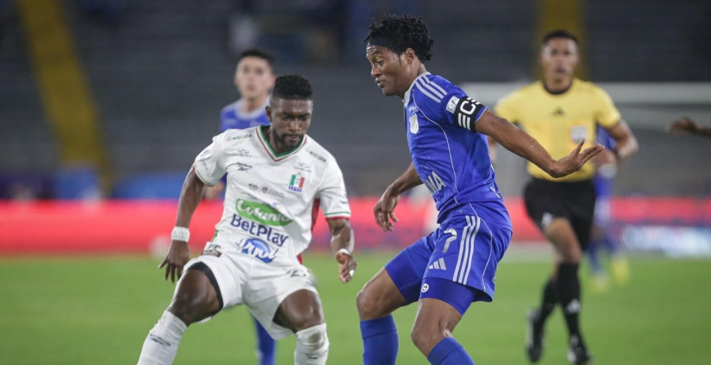 Acción de juego entre Millonarios y Once Caldas por la fecha 13 de la Liga II-2026.