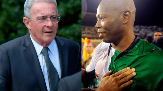 345358_BLU Radio. Álvaro Uribe y Tino Asprilla / Fotos: AFP 345358_BLU Radio. Álvaro Uribe y Tino Asprilla / Fotos: AFP