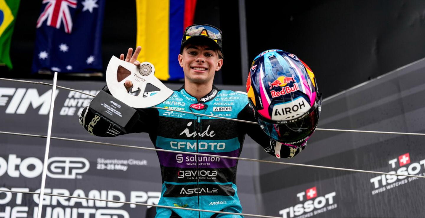 David Alonso y su primer podio en el Moto2.