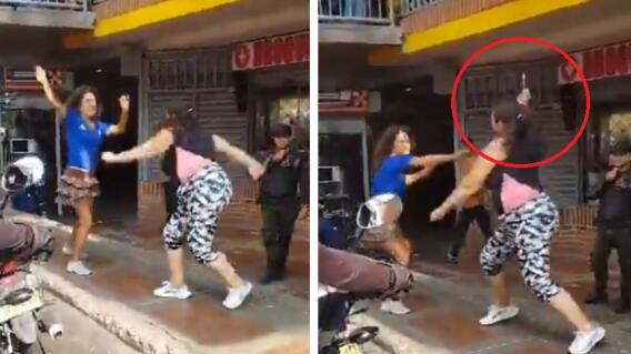En Bucaramanga, dos mujeres protagonizaron pelea con cuchillos y todo quedó grabado