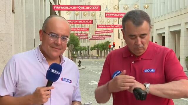 Divertido "ataque" a Javier Hernández Bonnet y Ricardo Orrego en Qatar 2022 Divertido "ataque" a Javier Hernández Bonnet y Ricardo Orrego en Qatar 2022