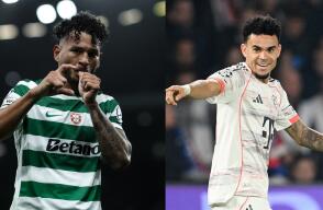 Luis Javier Suárez y Luis Díaz, delanteros colombianos que militan en Sporting Lisboa y Bayern Múnich. 