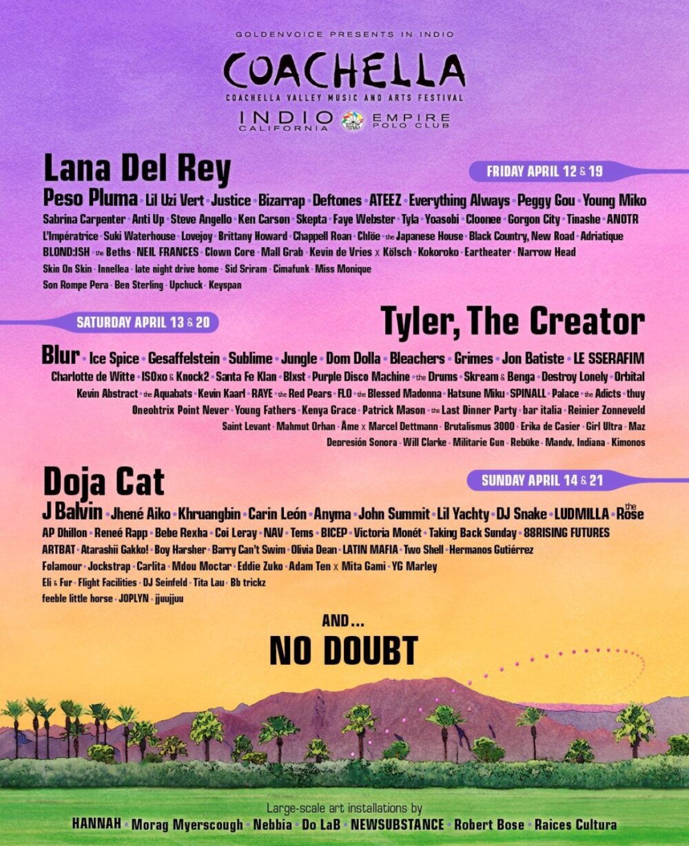 Coachella 2025 cartel completo de artistas del festival de música Shock