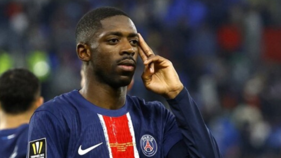 Ousmane Dembelé con el PSG, por la Supercopa de Francia.