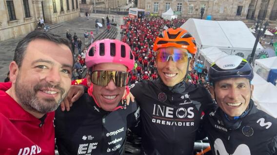 Carlos Fernando Galán, Rigoberto Urán, Egan Bernal y Nairo Quintana. Carlos Fernando Galán, Rigoberto Urán, Egan Bernal y Nairo Quintana.