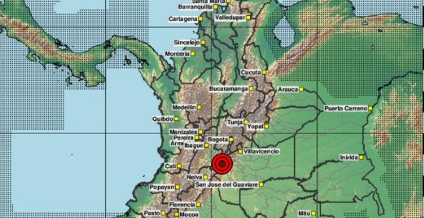 Temblor en Colombia: sismo de magnitud 4,1 se registró en la noche de este jueves en Chaparral, Tolima