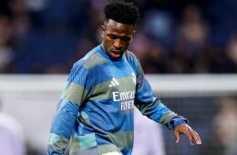 Vinícius Júnior en la previa de Real Madrid contra Levante por la Liga de España.