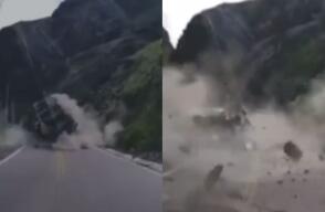 Desprendimiento de rocas la Carretera Central de Perú deja vehículos destrozados