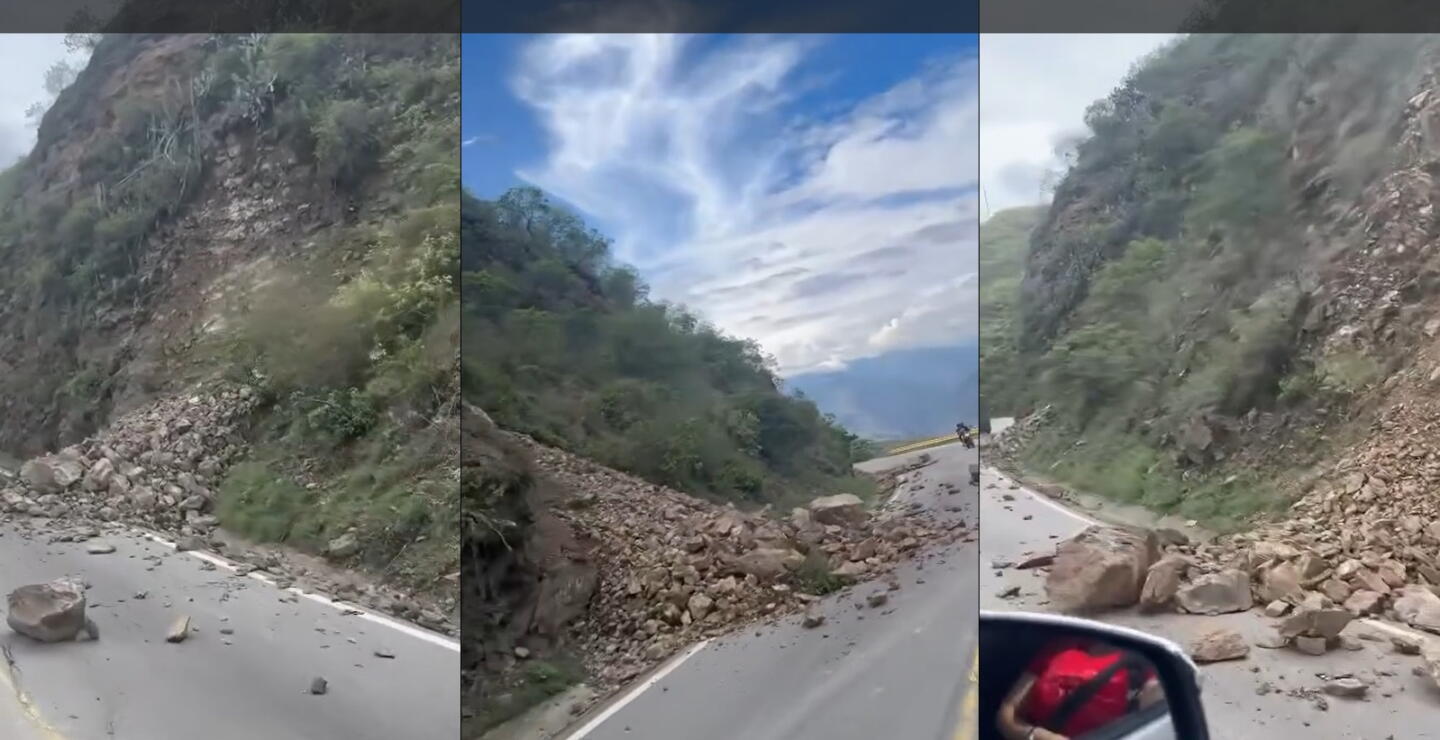 Caída de rocas vía Bucaramanga, San Gil.