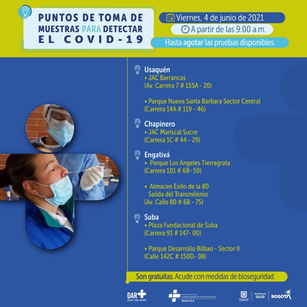 Pruebas PCR Usaquén 4 de junio