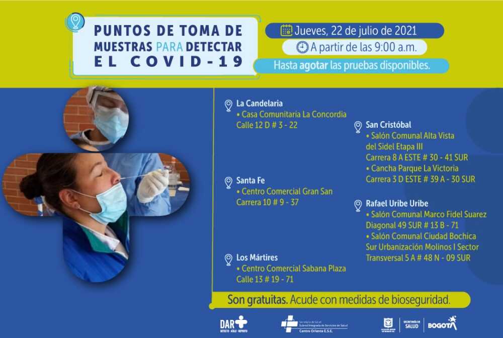 Dónde hay pruebas gratis de COVID 22072021
