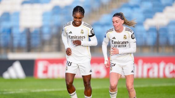 Linda Caicedo festeja el tanto que marcó con Real Madrid frente al Sevilla en la Liga F. 
