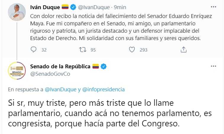 Trino del Senado contra Duque