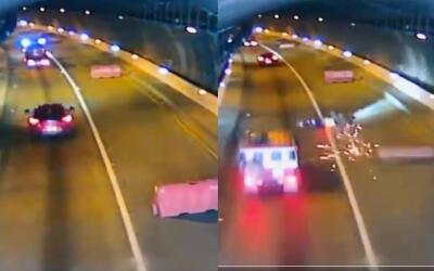 Vía Bogotá - Villavicencio: motociclista choca violentamente contra maletín vial