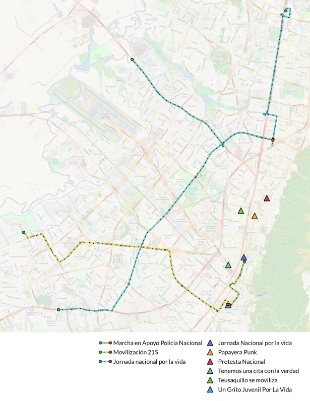 Vias paro nacional 21 septiembre Bogotá