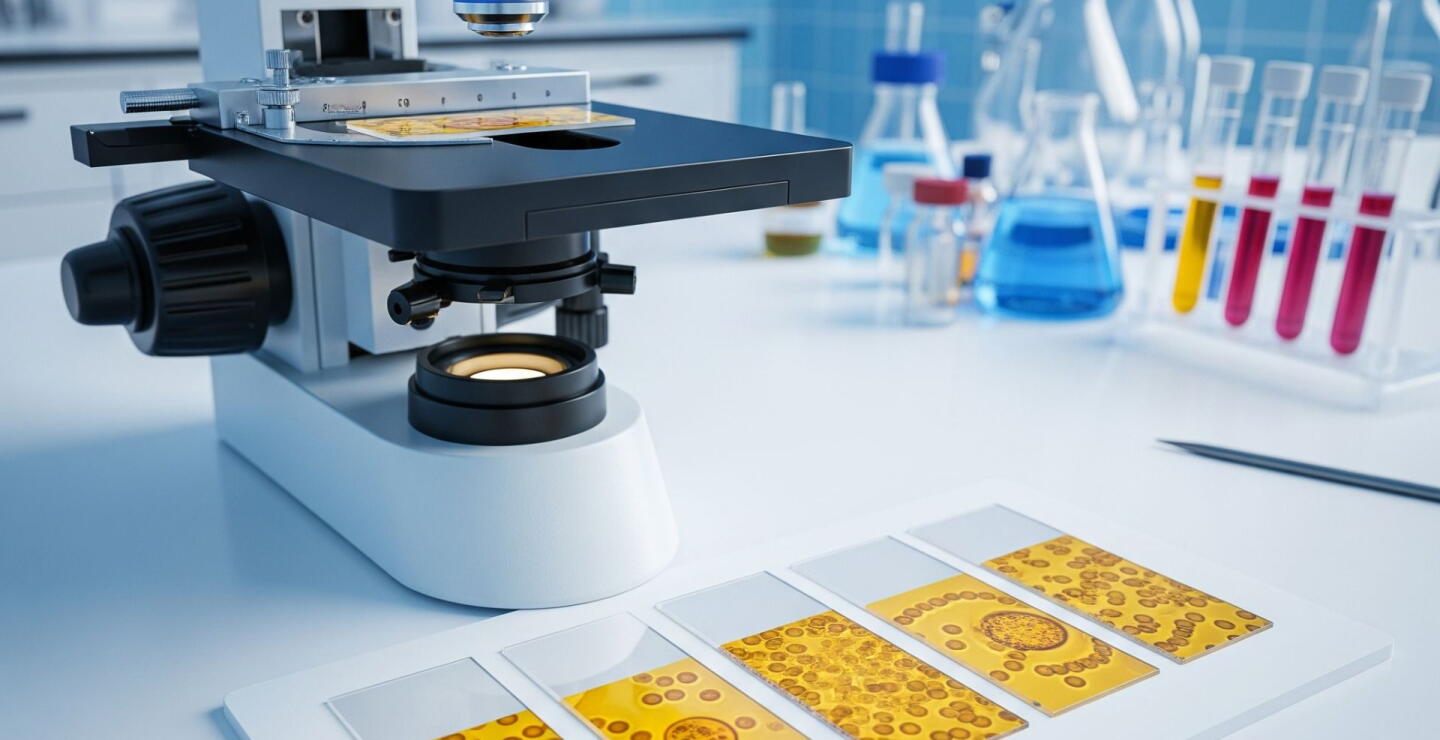 Imagen referencial de laboratorio estudio de la sangre dorada