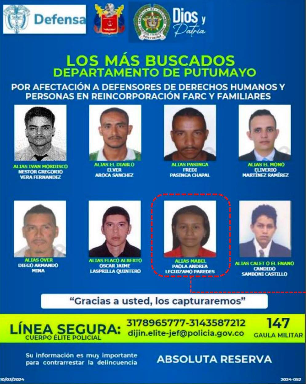 Cayó alias 'Mabel', cabecilla de las disidencias Farc y la mujer más buscada en Putumayo
Cayó alias 'Mabel', cabecilla de las disidencias Farc y la mujer más buscada en Putumayo