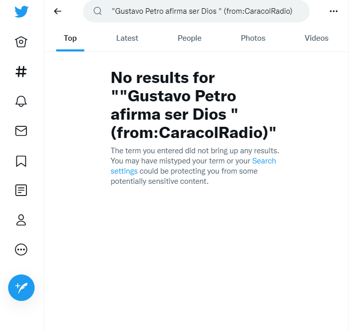 Información sobre Gustavo Petro en Twitter