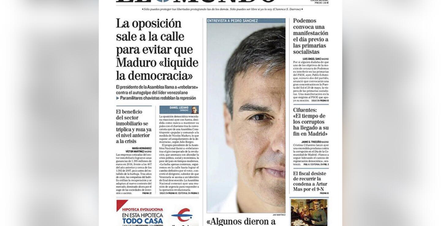 283212_Blu Radio. Portada diario El Mundo (España). Foto: El Mundo