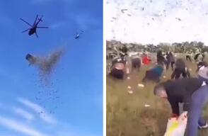 Video: desde un helicóptero, influencer lanzó un millón de dólares para sus seguidores