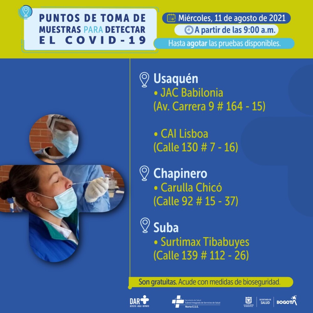 Dónde hay pruebas gratis de COVID 11082021