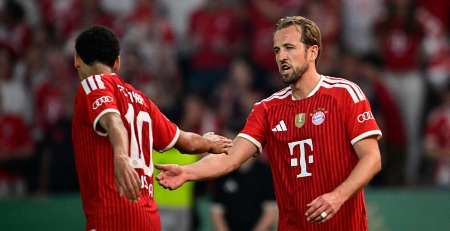 Harry Kane y un nuevo festejo con Bayern Múnich en la final de la Copa de Alemania. 