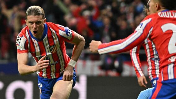 Conor Gallagher celebra su gol con Atlético de Madrid frente a Real Madrid, por la Champions League Conor Gallagher celebra su gol con Atlético de Madrid frente a Real Madrid, por la Champions League