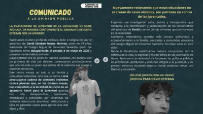 Rechazo del crimen contra David Esteban Nocua Monroy. Rechazo del crimen contra David Esteban Nocua Monroy.