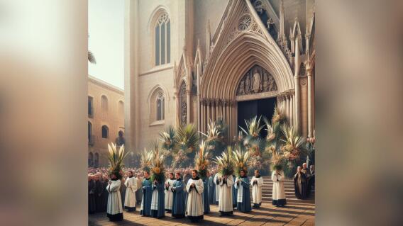 Imagen referencial de un domingo de ramos frente a la iglesia Imagen referencial de un domingo de ramos frente a la iglesia