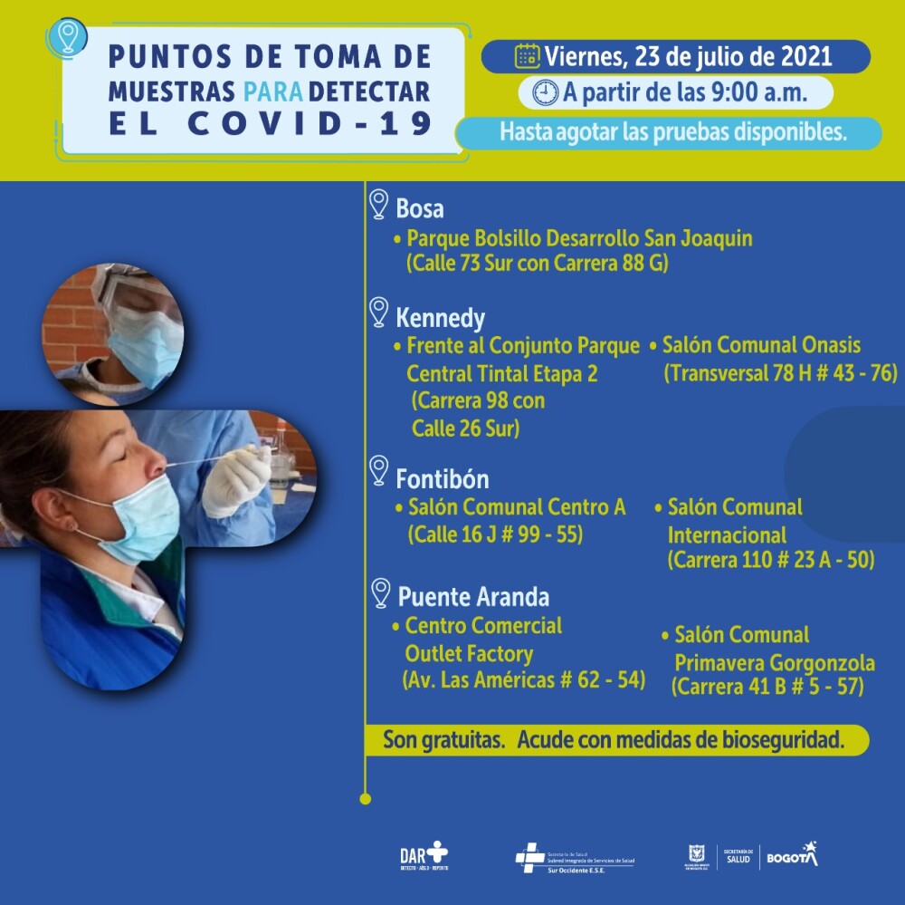 Dónde hay pruebas gratis de COVID 23072021