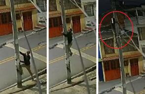 Alias El Mico trepa postes en Bogotá para robarse cableado: mire las maromas del criminal