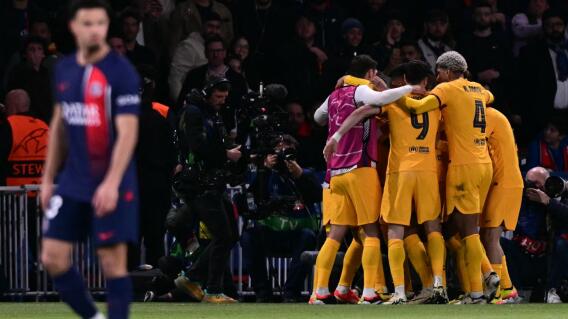 Jugadores del Barcelona festejando triunfo sobre el PSG, en Champions League. Jugadores del Barcelona festejando triunfo sobre el PSG, en Champions League.