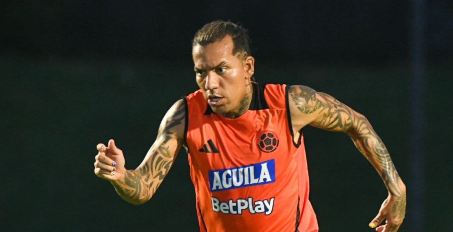 Dayro Moreno, en un entrenamiento de la Selección Colombia, por Eliminatorias Sudamericanas