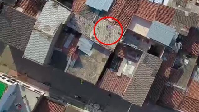 Persecución de película a delincuente que huía de autoridades sobre los techos de casas