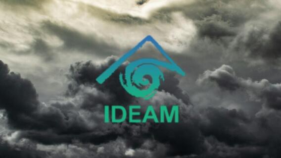 Nubes de lluvia junto al logo del IDEAM.