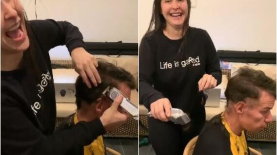 22765_Esposa de 'Rigo' le cortó el pelo / Foto: captura de video 22765_Esposa de 'Rigo' le cortó el pelo / Foto: captura de video
