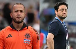 Ángelo Marsiglia y Arthur Elias, directores técnicos de Colombia y Brasil femenina. 