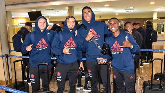 Jugadores de la Selección Colombia Sub-20, en su arribo a Argentina. Jugadores de la Selección Colombia Sub-20, en su arribo a Argentina.