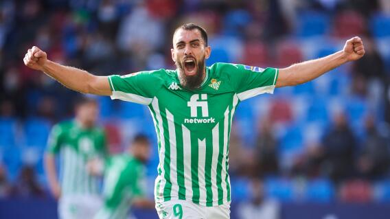 Celebración de Borja Iglesias, tras su gol con Real Betis Celebración de Borja Iglesias, tras su gol con Real Betis