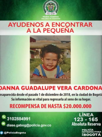 Cartel con el que buscan a Danna Guadalupe