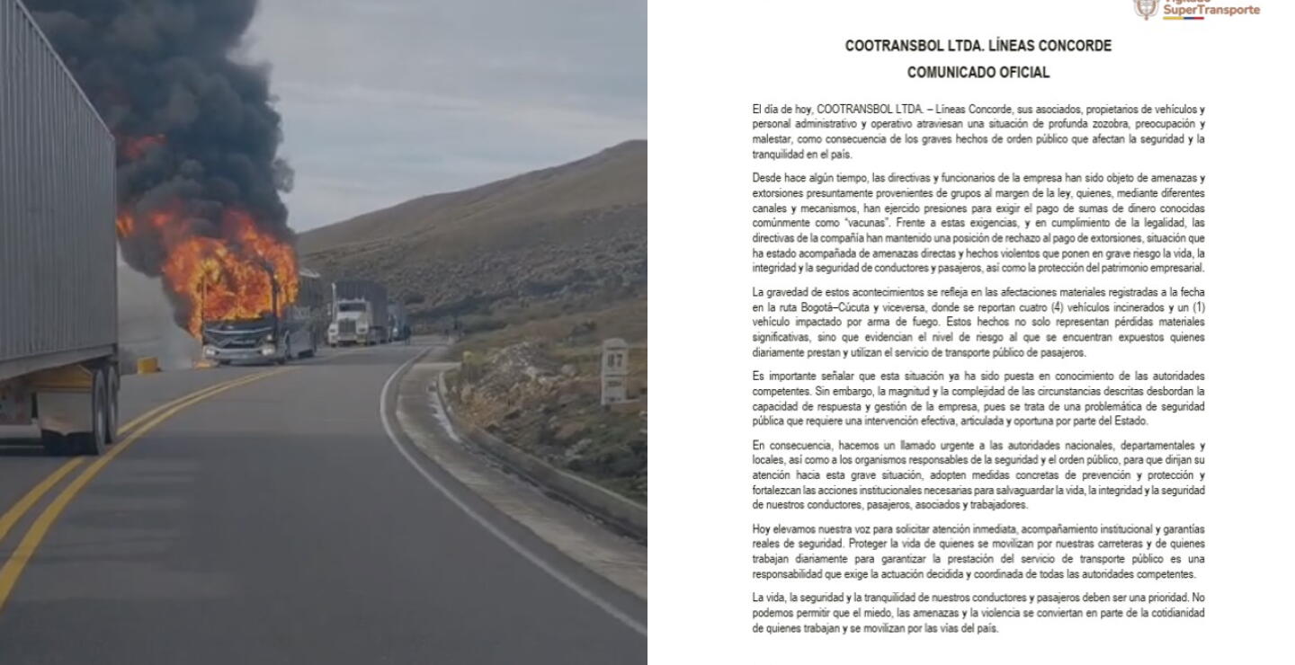 Empresa Concorde pide seguridad para sus conductores en vías de Santander.jpg