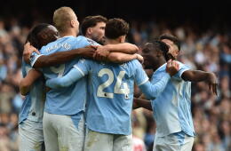 Los jugadores del Manchester City celebrando uno de los goles